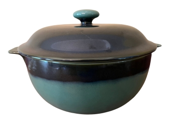 Covered Ombre Glazed Ceramic Bowl With Lid