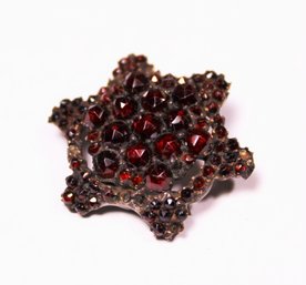 Antique Victorian Bohemian Garnet Star Formed Brooch Pin (minor As/is)