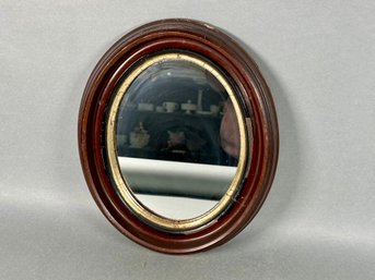 Vintage Oval Wooden Mirror