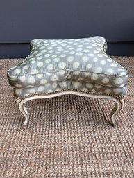 Antique Bergere Ottoman By Alavoine Paris With Silk Upholstery And Nailhead Trim