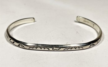 Another Fine Sterling Silver Native American Southwestern Signed 'M' Cuff Bracelet