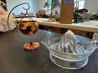 Mini Copper Planter On Stand And Glass Reamer