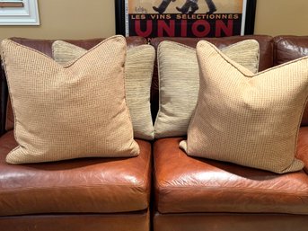 Four Custom Velveteen Style Down Pillows  (LOC: W2 )