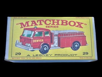 Vtg Matchbox #29 Fire Pumper Truck DENVER Original Box