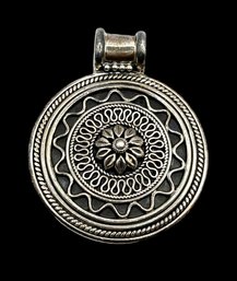 Vintage Sterling Silver Engraved Indian Pendant