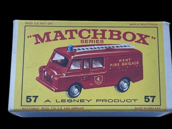 Vtg Matchbox #57 Land Rover Fire Truck Fire Brigade Original Box