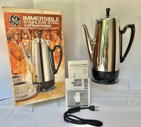New Never Used Vtg GE Model SSP12 Immersible Stainless Steel Coffeemaker- Original Box (box In Bad Shape)