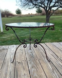 Glass Top Outside Iron Side Table