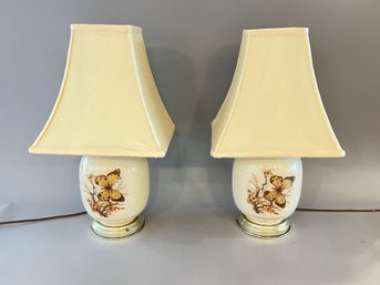 Pair Of Lamps With Butterfly Design