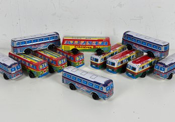 A Collection Of Vintage Metal Toy Buses