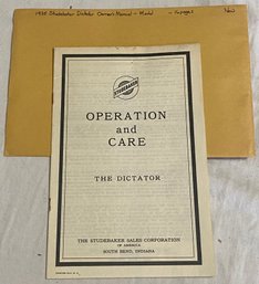 1935 Studebaker Dictator Owners Manual