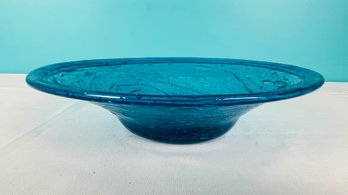 Blown Blue Art Glass Bowl