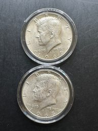 2 Kennedy 40 Silver Half Dollars 1968-D, 1969-D