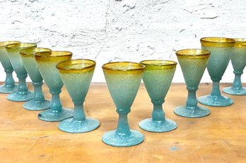 Vintage Hand Made Bubble Glass Cordial Glasses