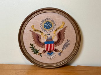 Beautiful Vintage Stitched Eagle Framed Art