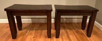 Set Of 2 Wooden Benches