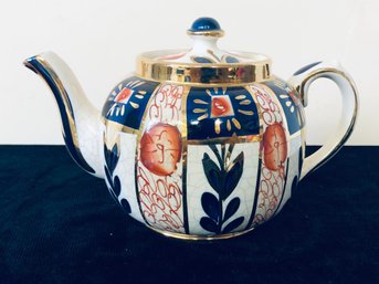 Vintage Sudlow's Burslem Welsh Teapot Gold And Cobalt Blue