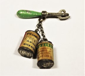 Vintage 1930s Can Opener And Cans Pin RARE