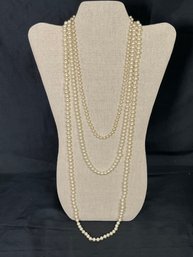 Three Strands Of Vintage Marvella Faux Pearls 1950s
