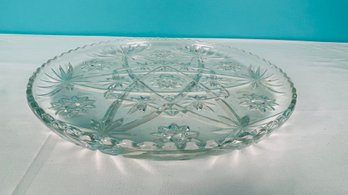 Cut Glass Hobstar Sun And Starburst Platter