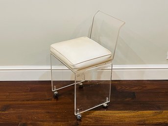 Akko Designer Collection Lucite Vanity Chair On Casters