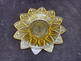 Federal Amber Depression Glass Sunflower Dish