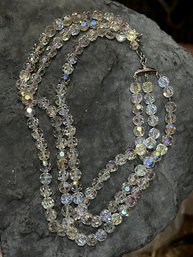 Vintage Triple Strand Crystal Necklace