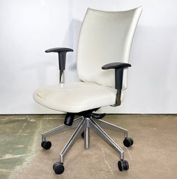 A Modern Chrome And Leather Adjustable Height Office Chair By Bernhardt Furniture