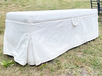 A Coastal Linen Covered Formica Storage Chest