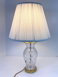 Waterford Crystal Table Lamp With Original Shade & Sticker, Made In Ireland