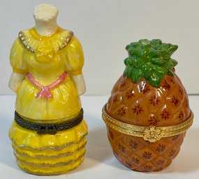 Vintage Pineapple And Ball Dress Trinket Boxes