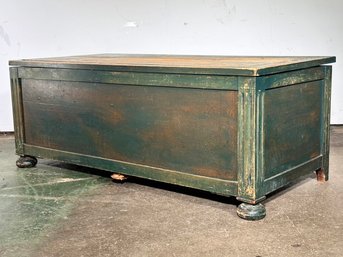 A Vintage Painted Wood Blanket Chest