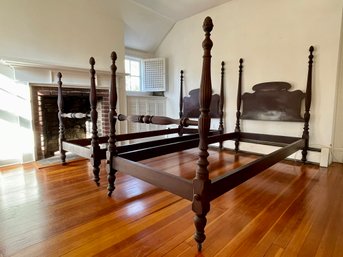 Antique Hardwood Twin Bed Frames With Detachable Rails