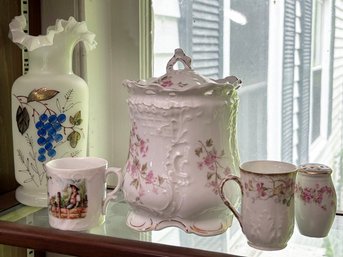 Antique Porcelain And Painted Glass