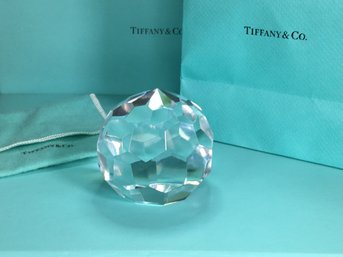 Beautiful Vintage TIFFANY & Co - Crystal Faceted Paper Weight With Pouch & Bag - No Damage - GREAT Piece !