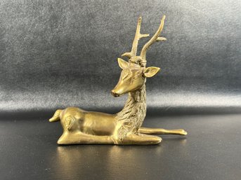 A Handsome Vintage Deer Figurine In Brass