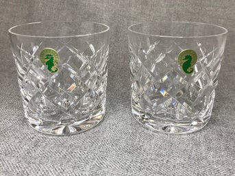 Lot (1 Of 2) Pair Brand New WATERFORD Crystal Rocks Glasses - Lismore Pattern Rocks Glasses - Over $100 Retail