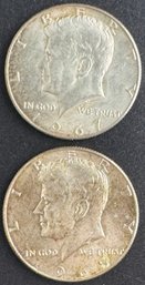 2 Kennedy Forty Percent Silver Half Dollars 1965, 1967