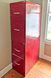 A Pair Of Vintage Modern File Drawer Units In Lipstick Red!