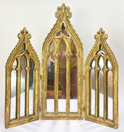 A Gilt Wood Gothic Tri-Fold Decorative Arch