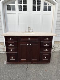 A Stone Top Brookhaven Vanity With Perrin & Rowe Satin Nickel Hardware - 1 Of 2 - As Is
