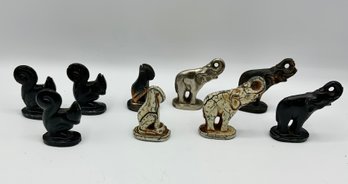 Rare Antique Scovill Animal Figurines ~ Elephants, Squirrels & Rabbits ~