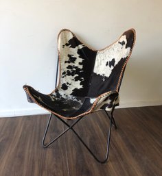 Genuine Cowhide Chair With Metal Frame