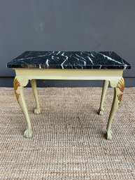 Fantastic Ball And Claw Marble Topped Console Table Painted Green With Gold Accents