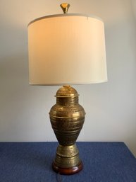 EARLY Heavy Brass Inlaid Copper Based Table Lamp #1