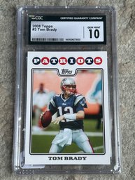 CGC Graded 2008 Topps Tom Brady Football Card- Gem Mint 10!