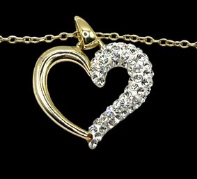 Lovely Sterling Silver And Vermeil Heart Pendant And Chain