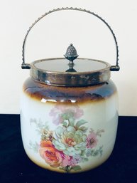 Floral Biscuit Jar With Handle