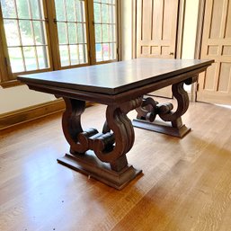 A Hacienda Style Double Pedestal Style Table