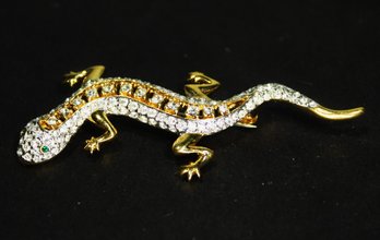 Carolee Gold Tone Rhinestone Lizard Brooch